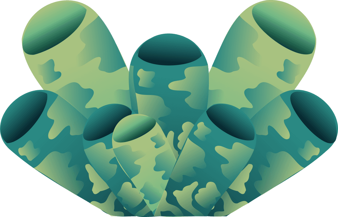 3D Render of Green Camouflage Tubes on Transparent Background