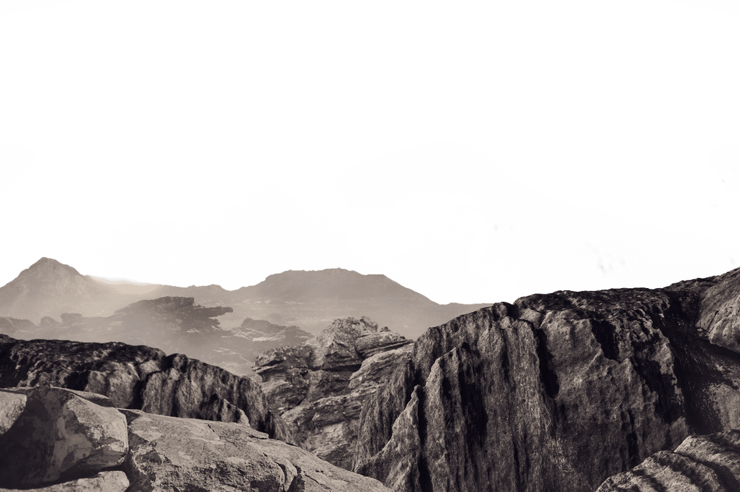 Mountain Landscape with Sharp Rock Formations on Transparent Background