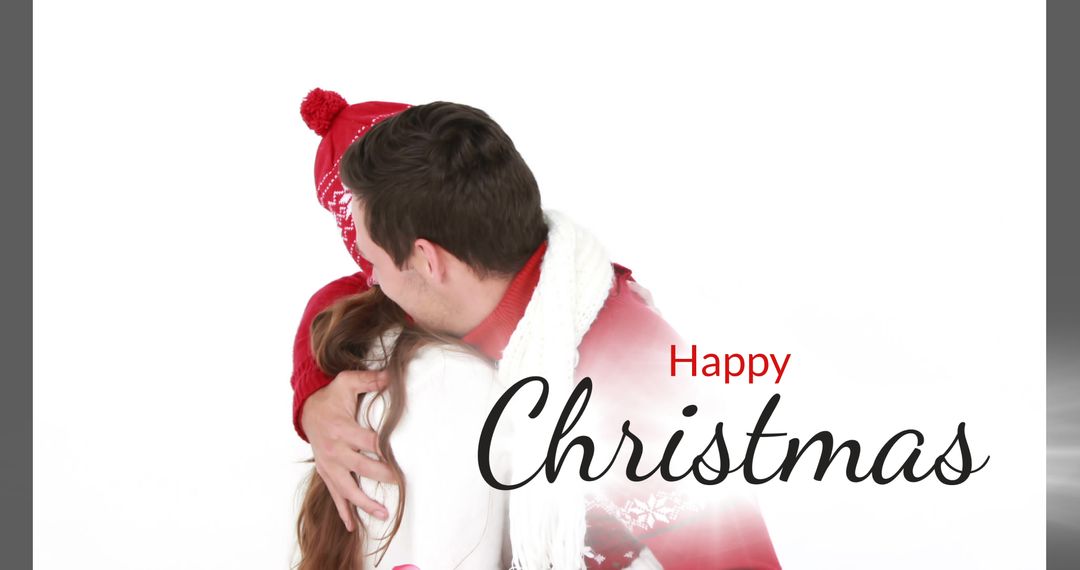 Digitally generated image of Happy Christmas text and romantic couple 4k - Free Images, Stock Photos and Pictures on Pikwizard.com