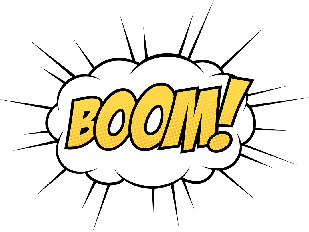 Comic Style Explosive BOOM Text Transparent Background