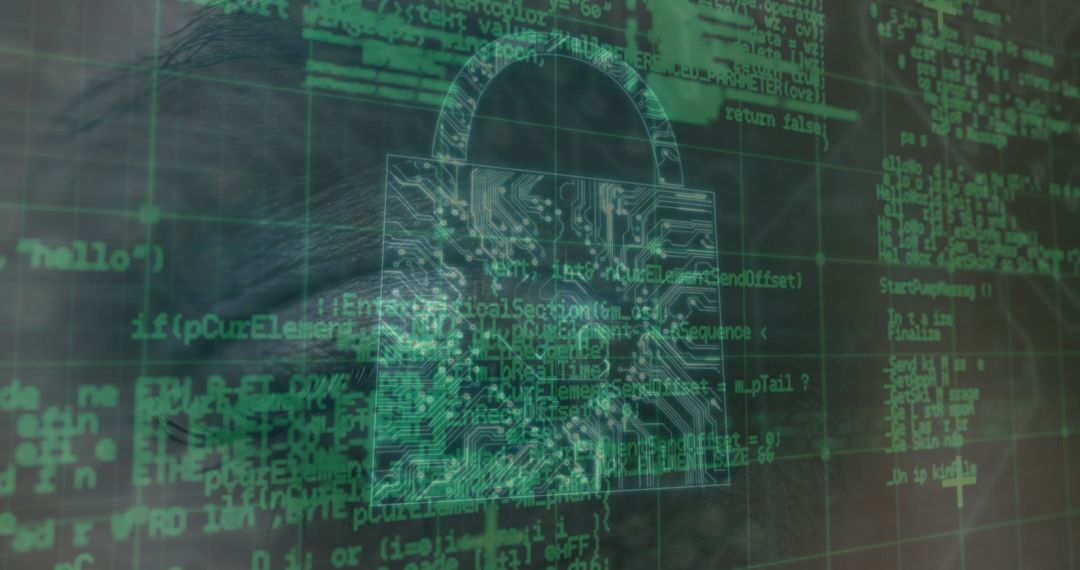 Digital Eye Security Interface and Padlock Overlay Representing Data Protection
