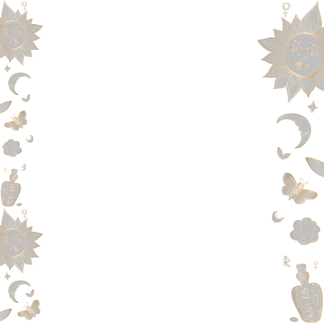 Transparent Canvas with Ornamental Mystical Celestial Border