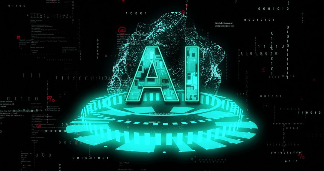 Futuristic AI Concept with Glowing Digital Elements