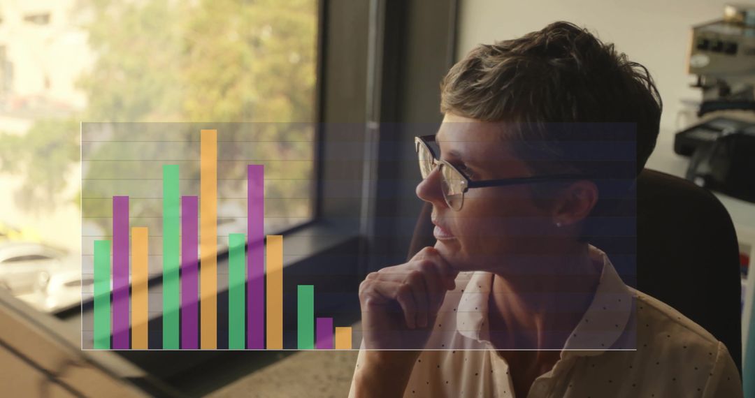 Thoughtful Businesswoman Analyzing Financial Charts on Desktop