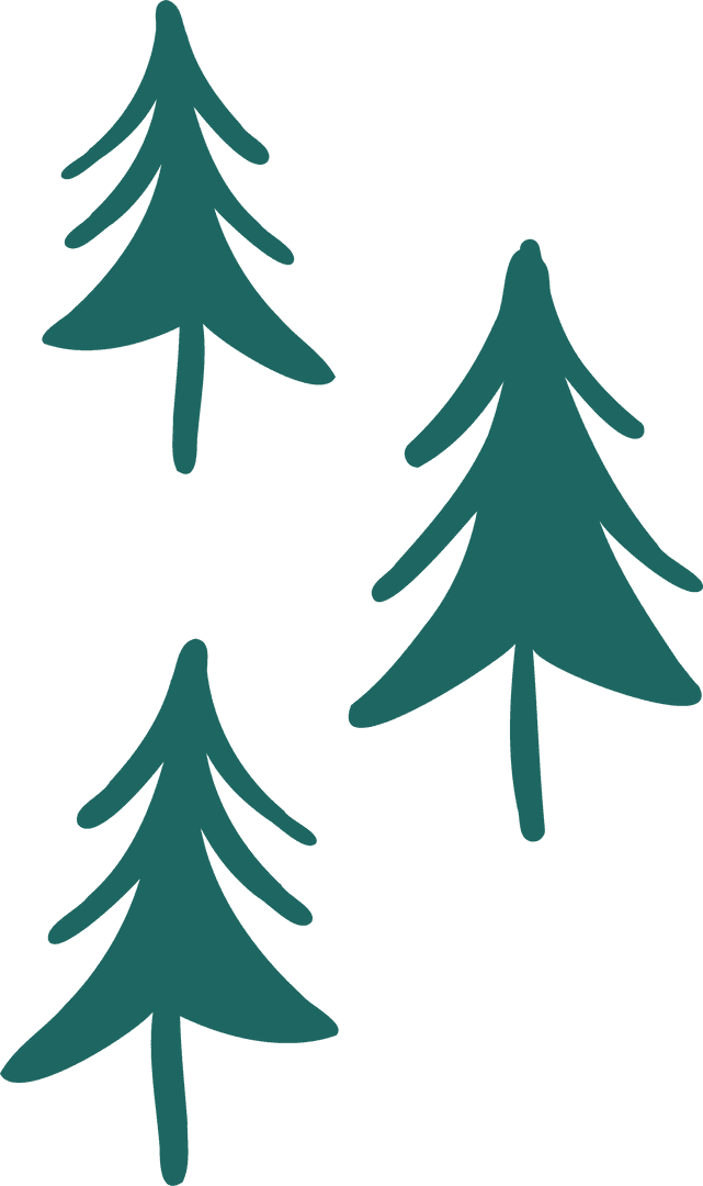 Stylized Pine Trees in Minimalist Design on Transparent Background
