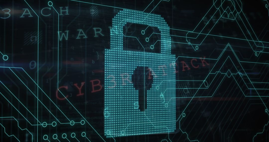 Digital Padlock and Cyber Security Technology Concept