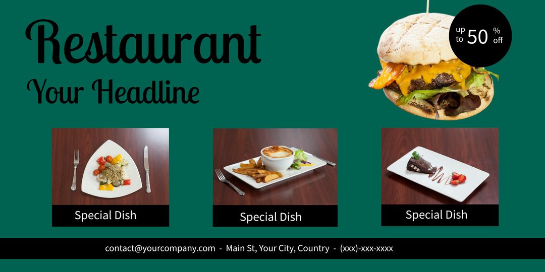 Restaurant Promotion Banner Featuring Tempting Dishes