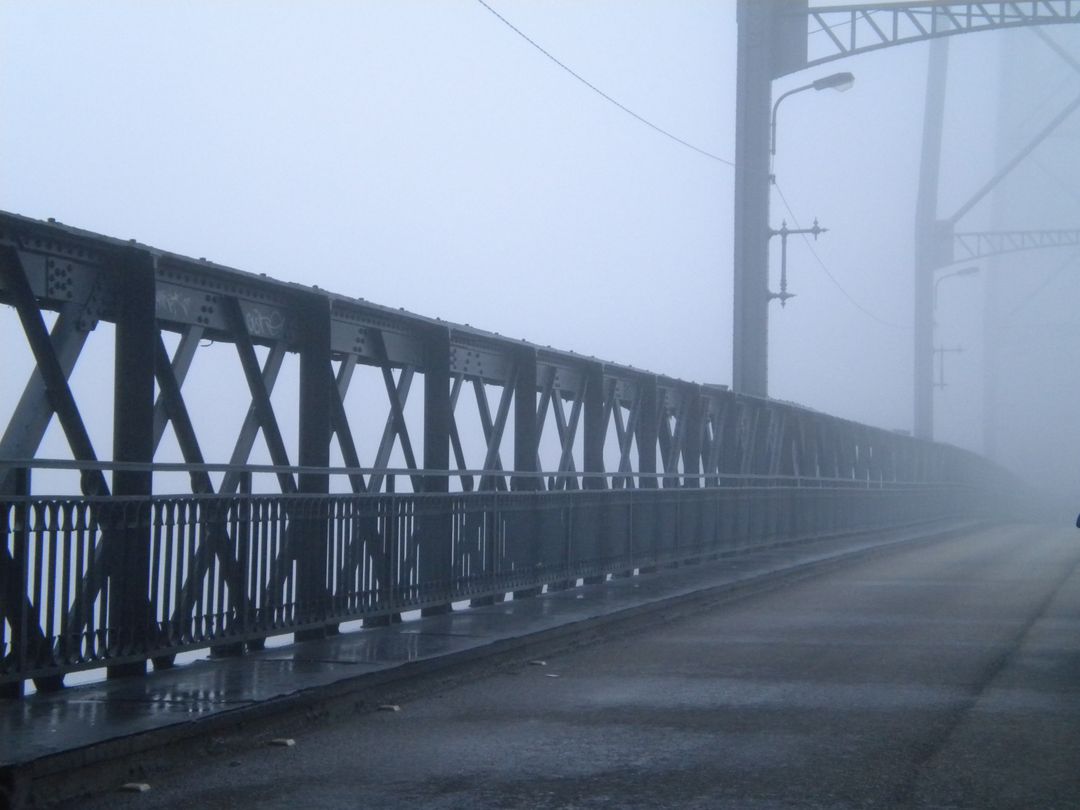 Foggy Morning on Empty Industrial Bridge - Free Images, Stock Photos and Pictures on Pikwizard.com