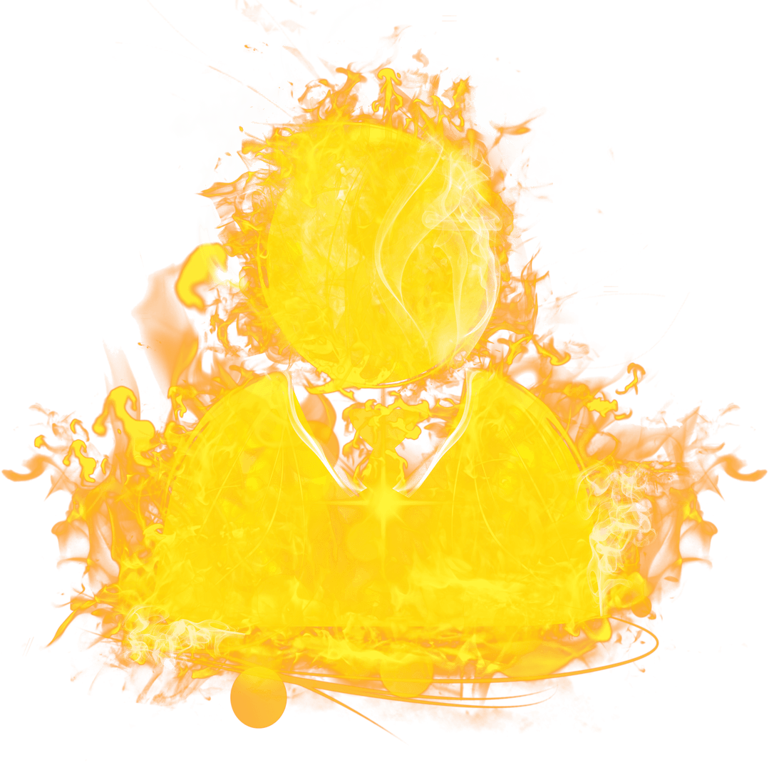 Burning Human Figure Isolated on Transparent Background