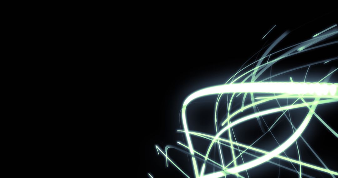 Abstract Light Trails Crossing Over Black Background