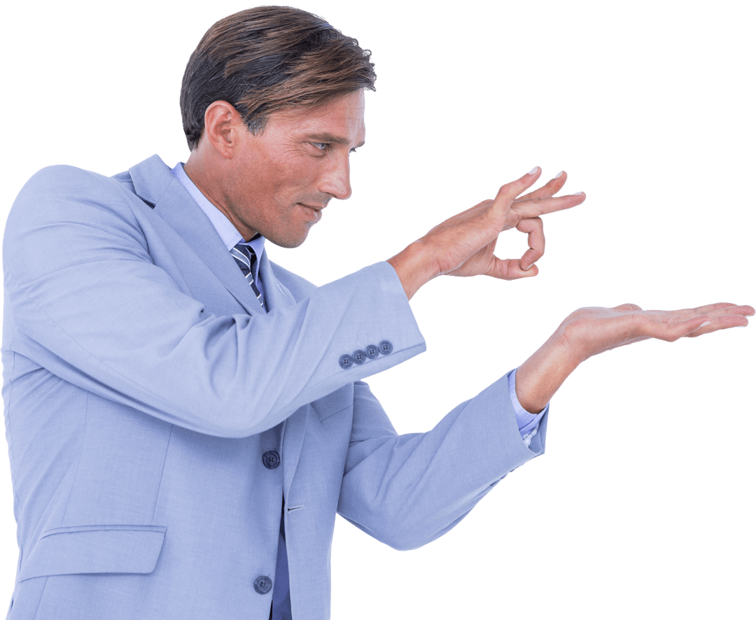 Transparent Businessman Gesture Explaining Concept