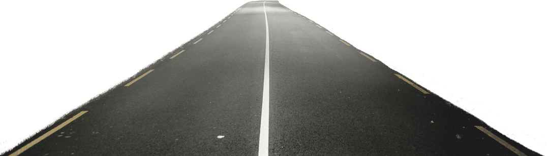 Transparent endless road with clear center line