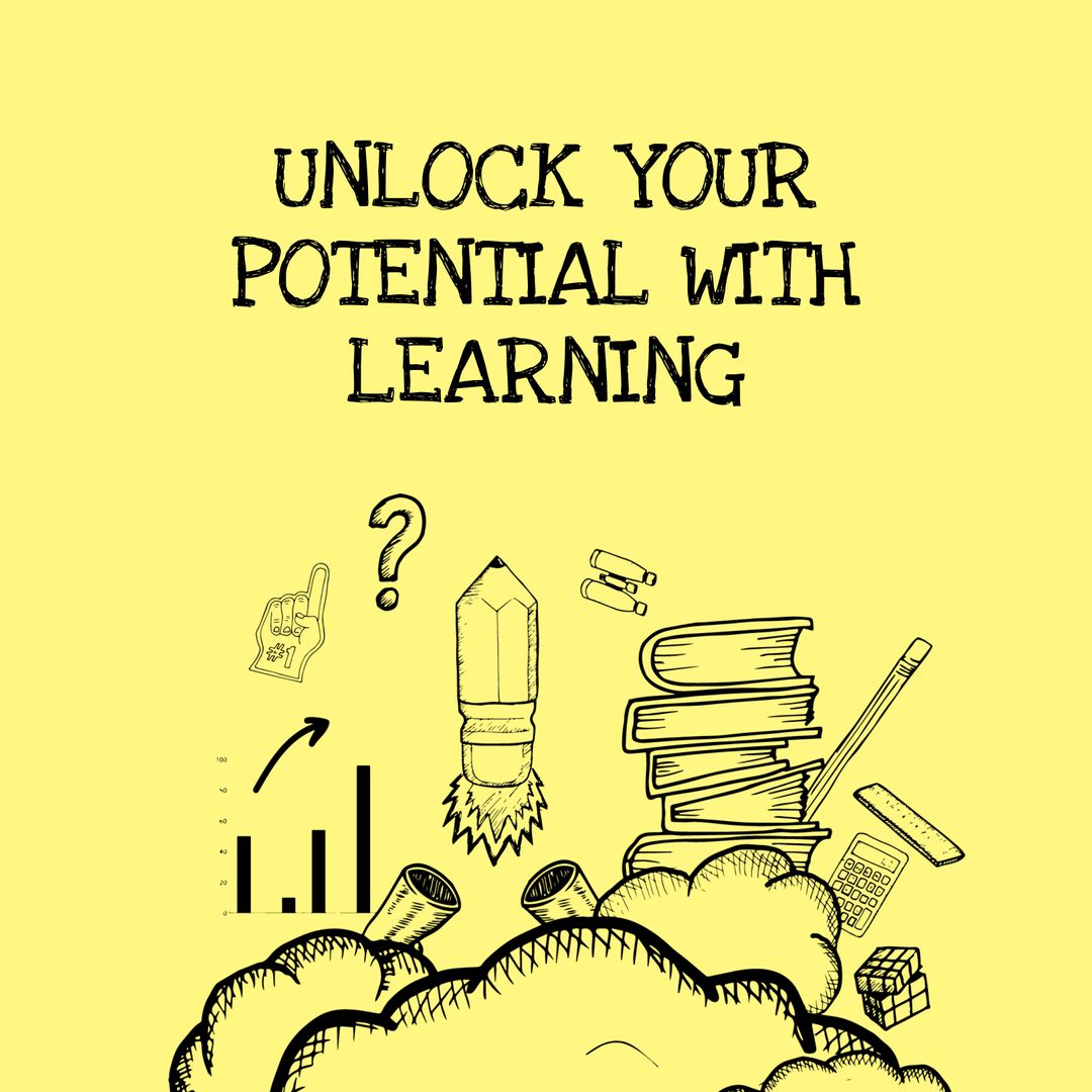 Creative Growth Concept with Books and Rocket Imagery