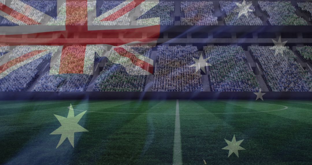 Australian Flag Overlaying Sports Stadium with Crowd - Free Images, Stock Photos and Pictures on Pikwizard.com