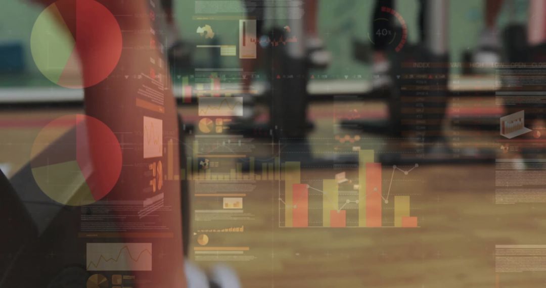 Digital Financial Analytics Over Gym Workout Scene