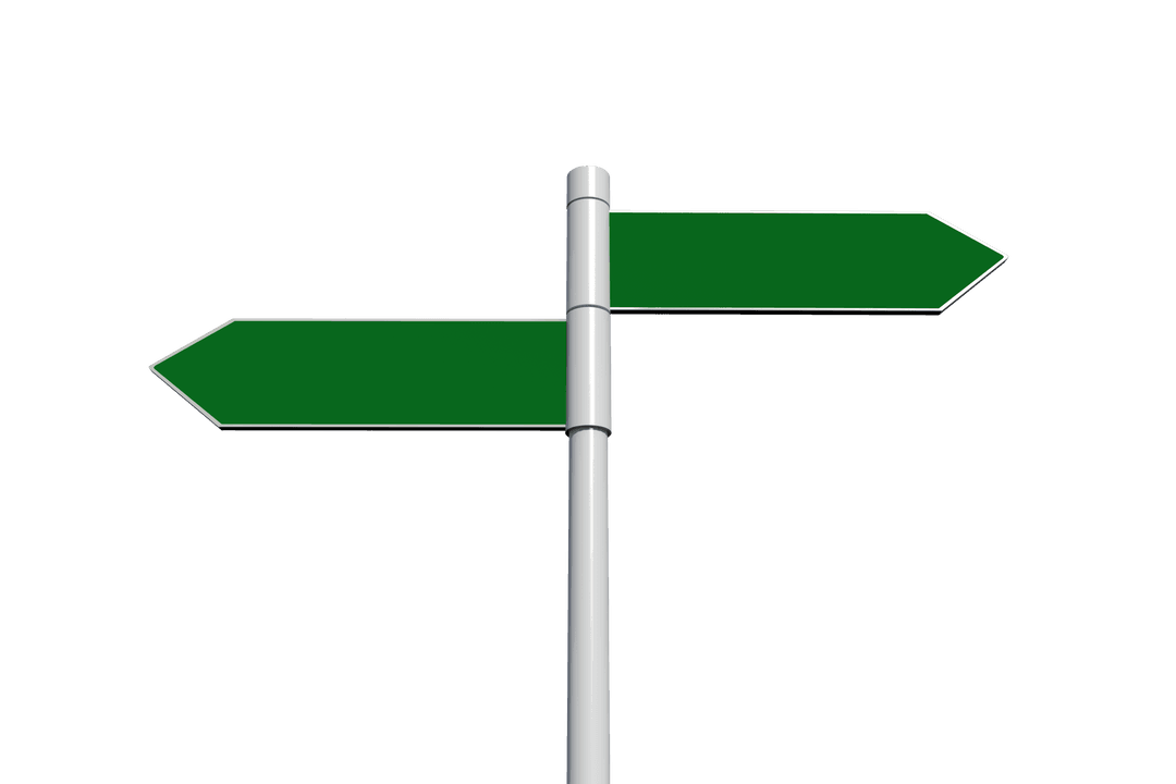 Transparent Green Road Signs for Direction Guidance on Clear Background
