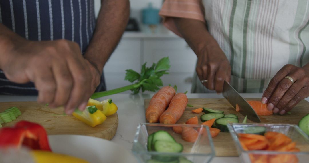 Senior Couple Preparing Dinner with Fresh Vegetables
