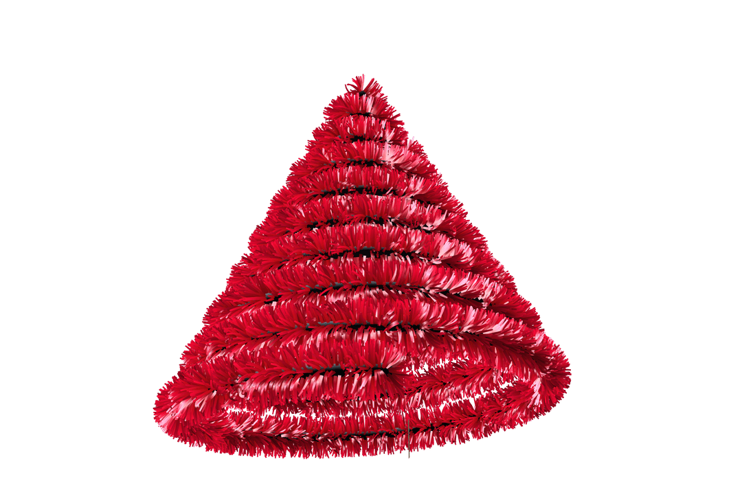 Red Tinsel Christmas Tree on Transparent Background