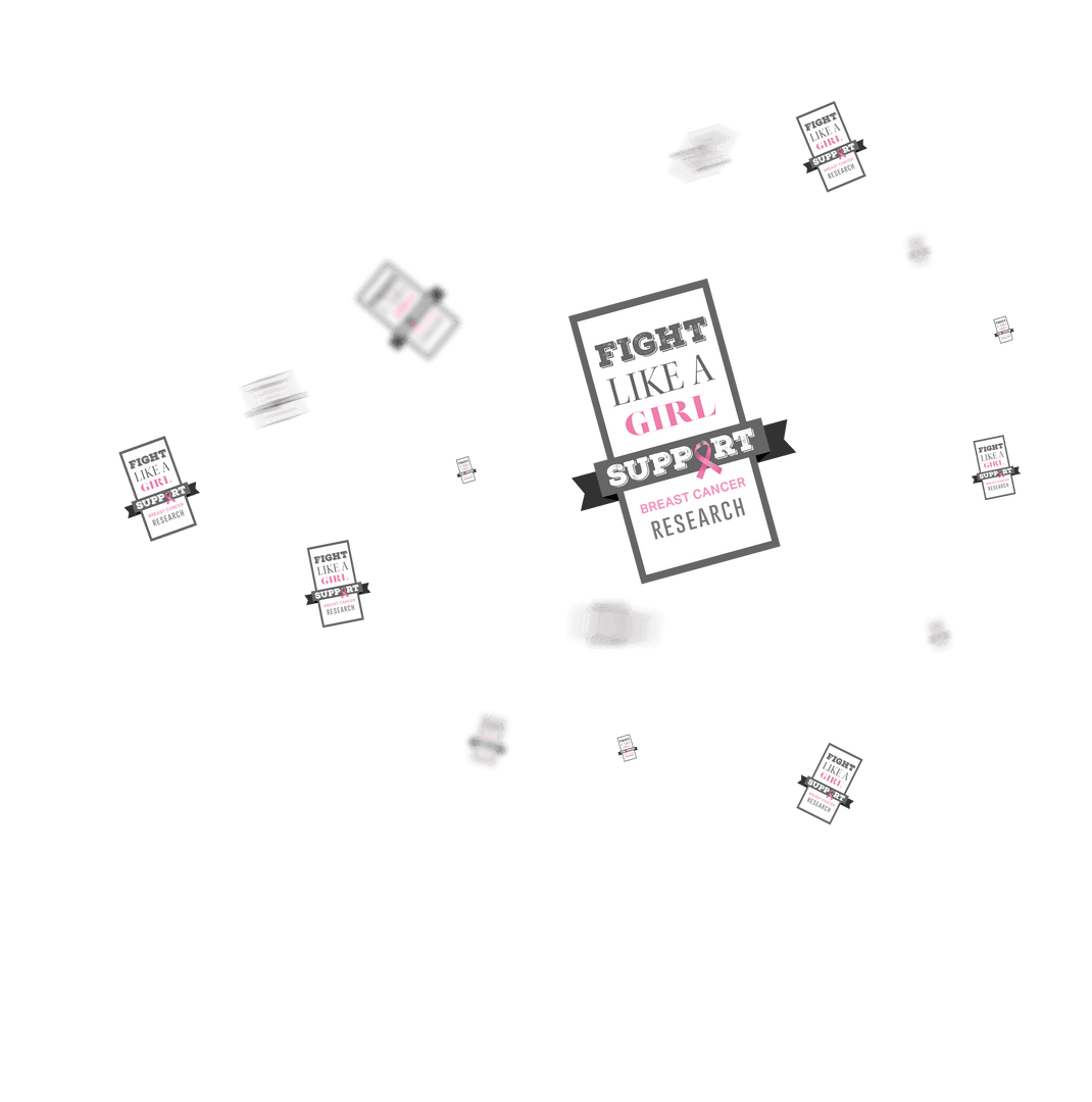 Pink Ribbon with Support Breast Cancer Text on Transparent Background