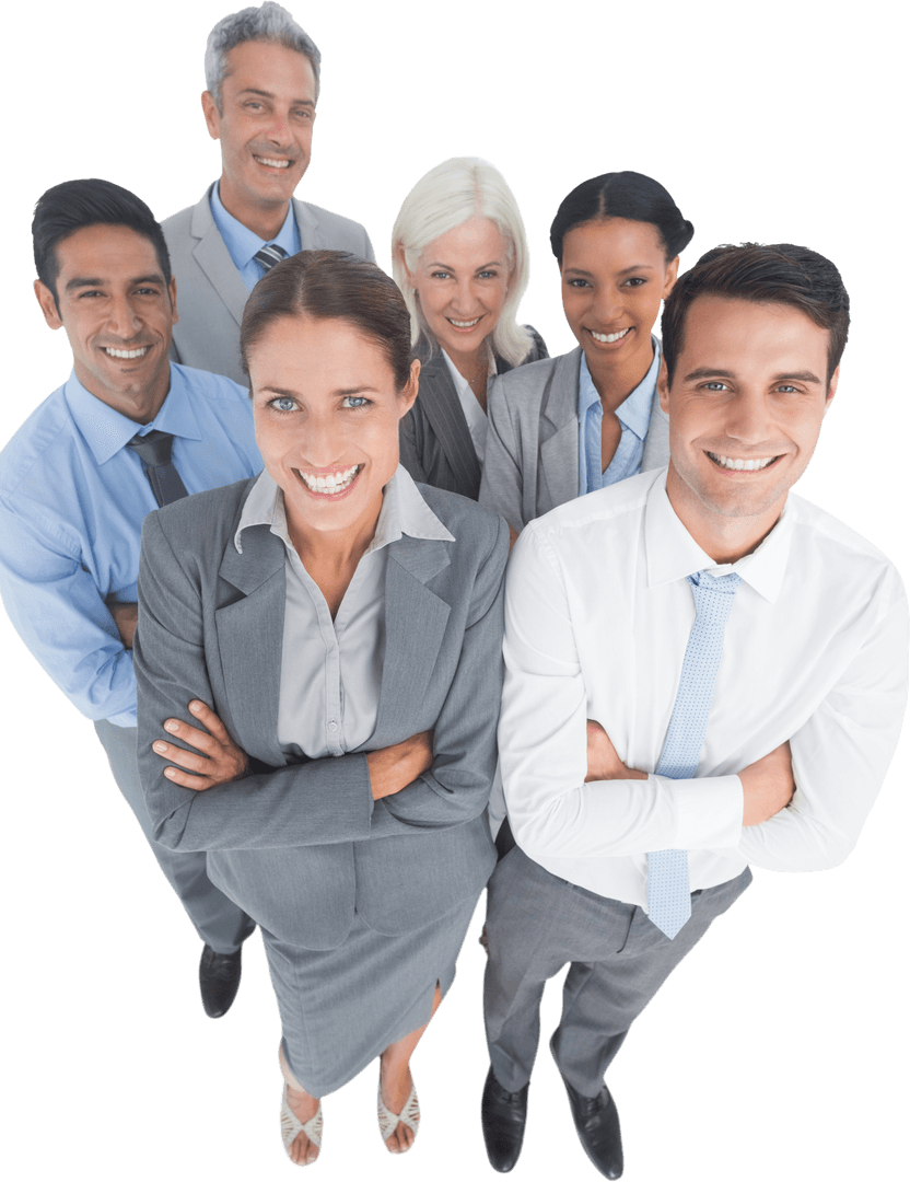 Diverse Business Team in Transparent Setting with Confidence