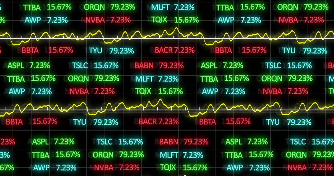 Colorful Digital Stock Market Data Display