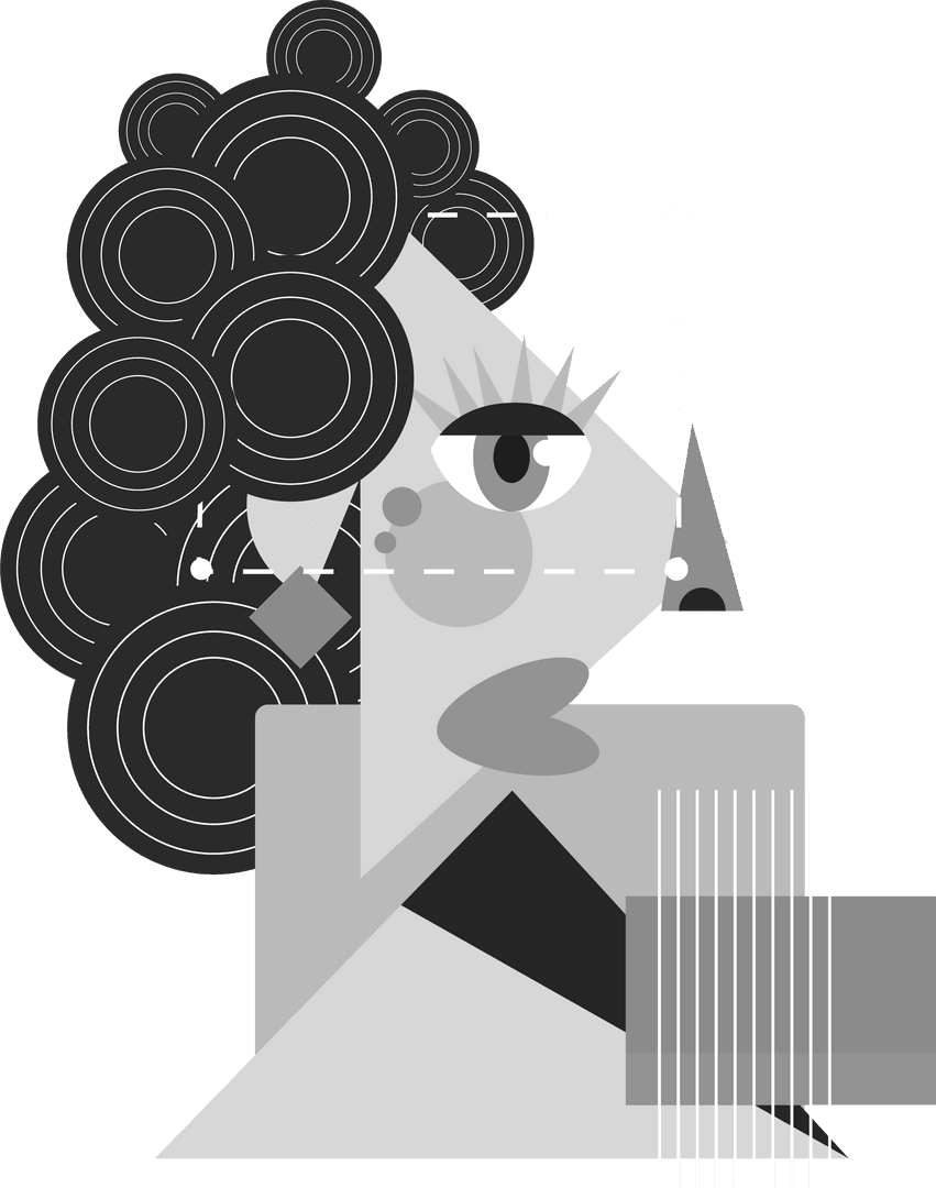 Abstract Geometric Transparent Portrait in Monochrome