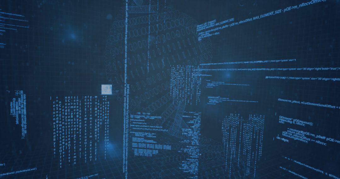 Futuristic Digital Matrix with Floating Code and Binary