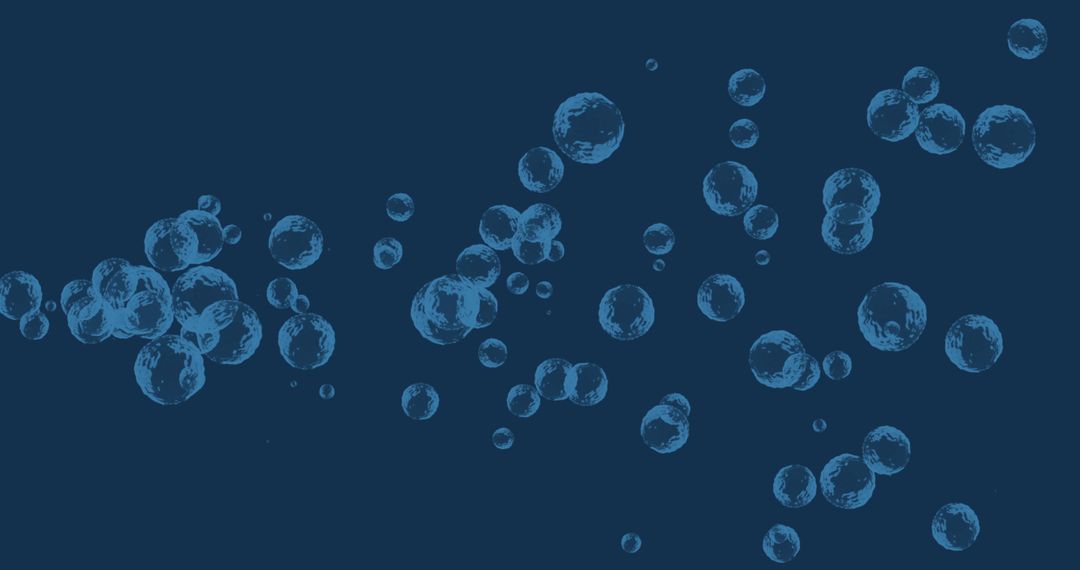 Floating Translucent Blue Bubbles on Blue Background
