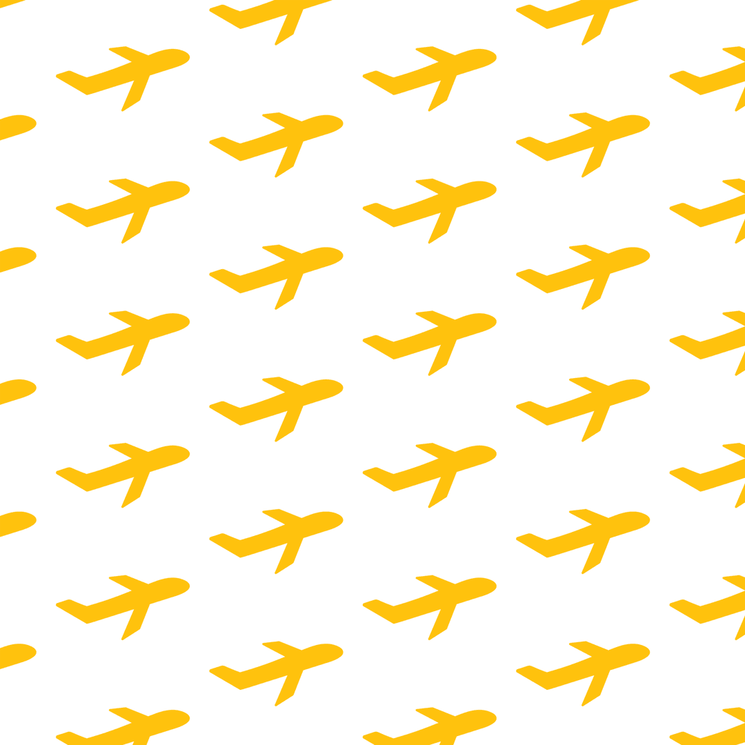 Repeating Yellow Airplanes Transparent Background Modern Design