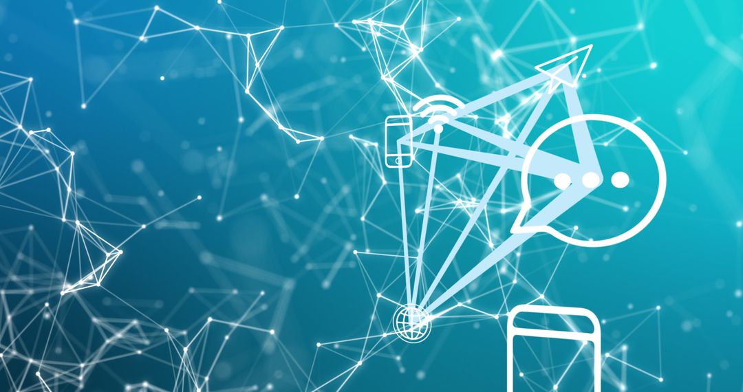 Smartphone Communicating within Digital Global Network on Blue