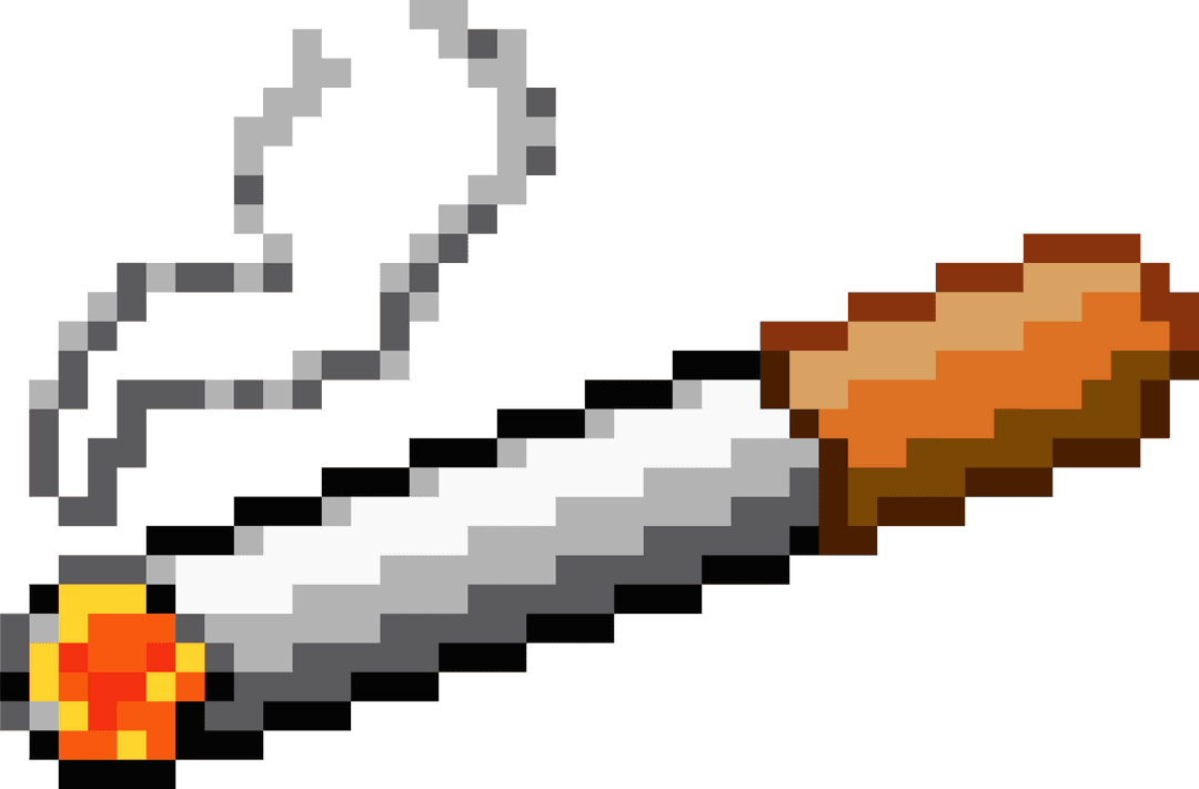 Transparent Pixel Art Lit Cigarette with Smoke