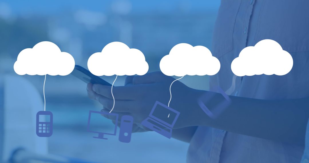 Digital Cloud Connectivity Icons with Smartphone Interaction