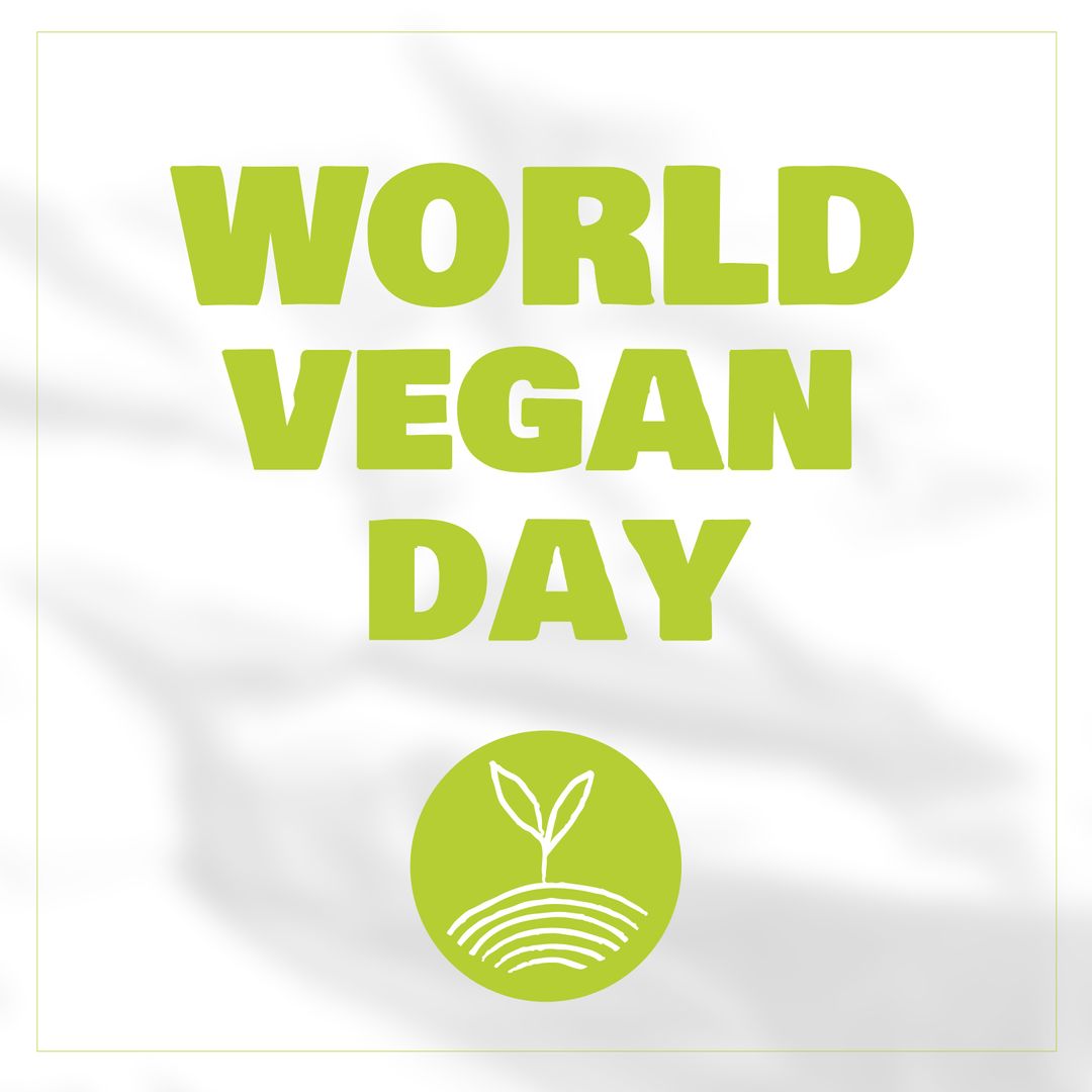 World Vegan Day Celebration with Green Leaf Symbol