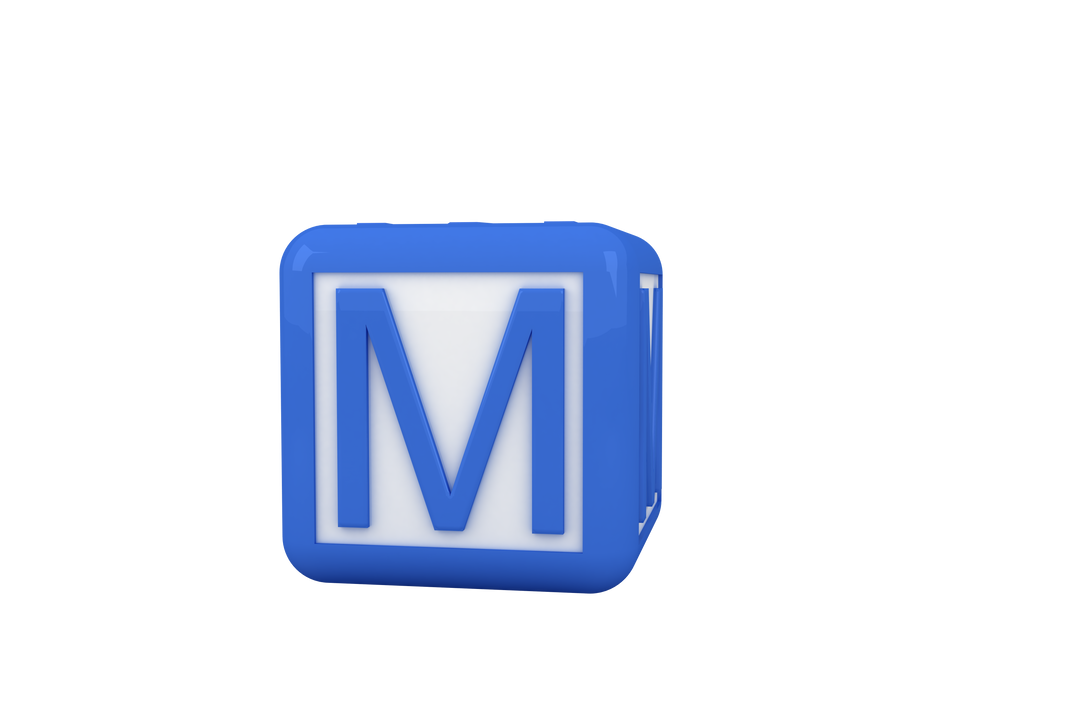 Blue Letter M Cube on Transparent Background - Download Free Stock Images Pikwizard.com