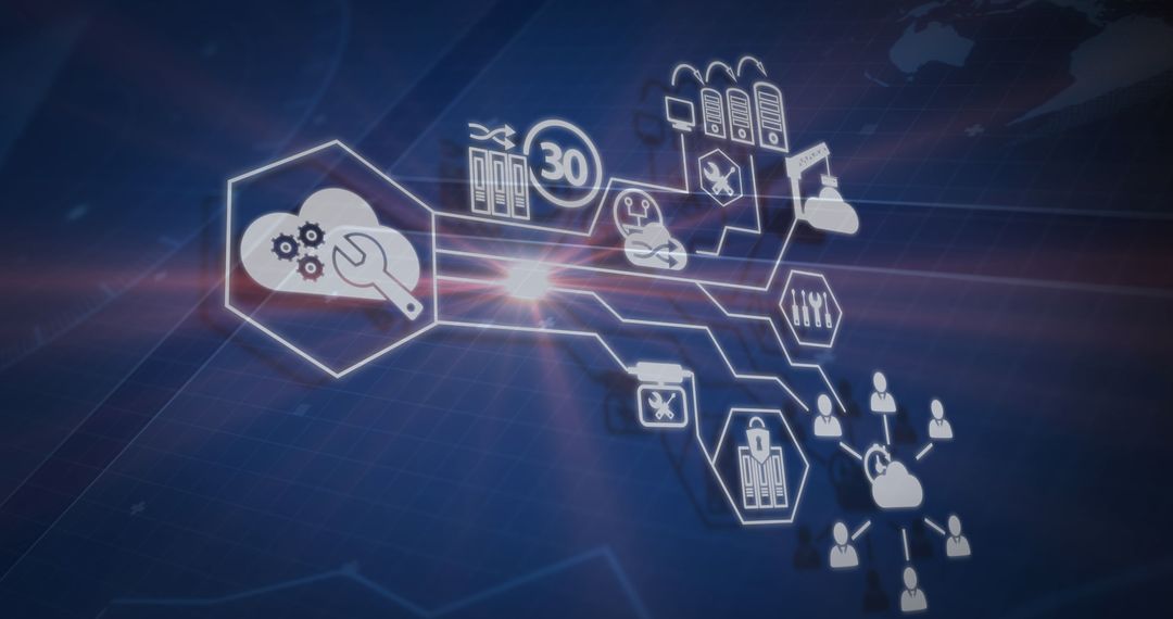 Futuristic Technology Icons with Digital Connections