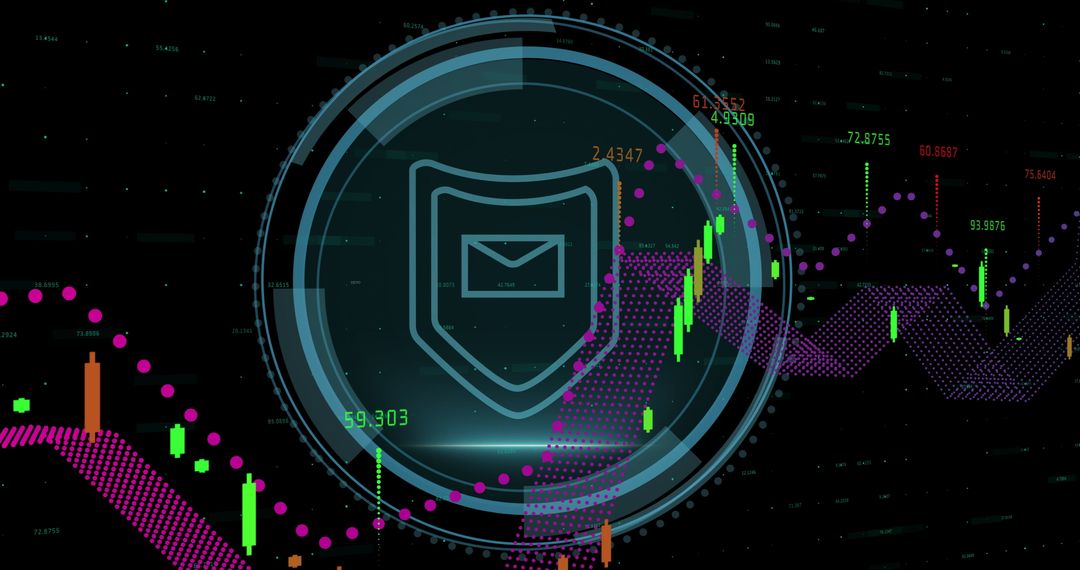 Technology Shield Displaying Cybersecurity Envelope Interface Analytics
