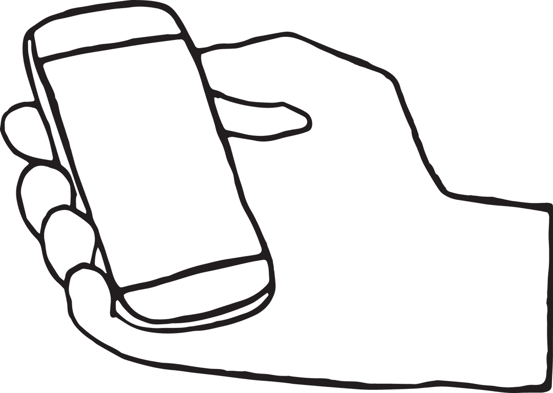 Transparent Hand Holding Smartphone with Blank Screen Outline