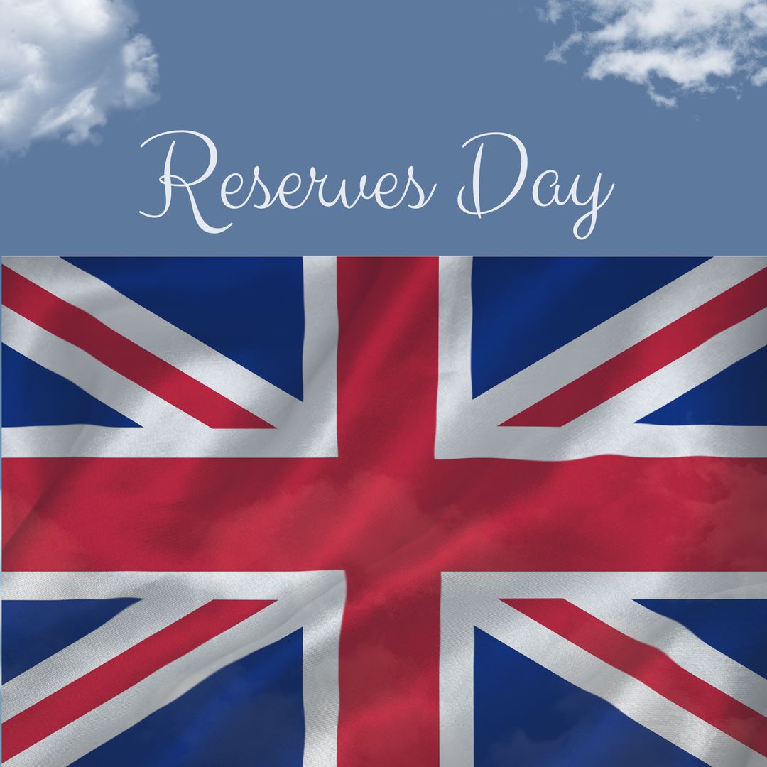Reserves Day Banner with Union Jack and Sky Background