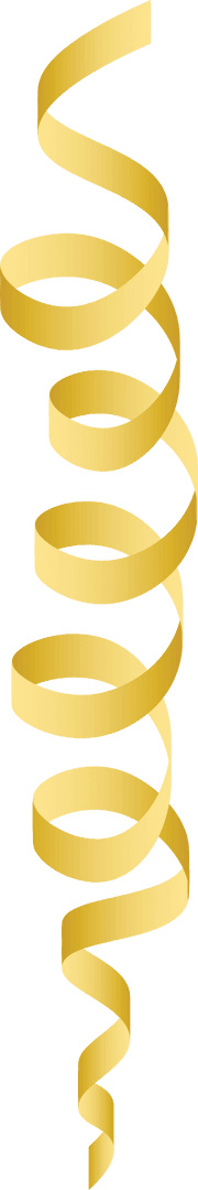 Golden Ribbon Spiral on Transparent Background for Decoration