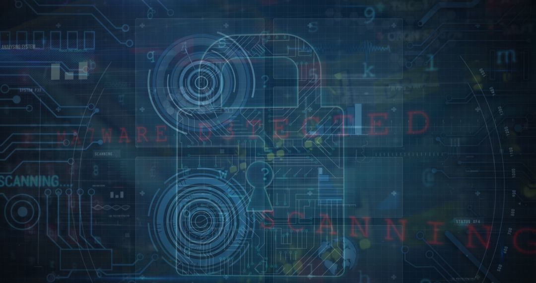 Futuristic Digital Security Concept with Circuit Board Padlock