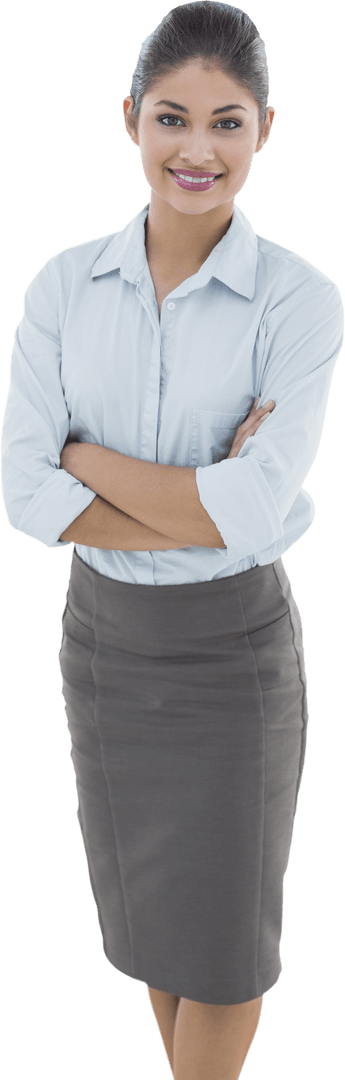 Transparent Portrait of Elegant Businesswoman Standing Confidently