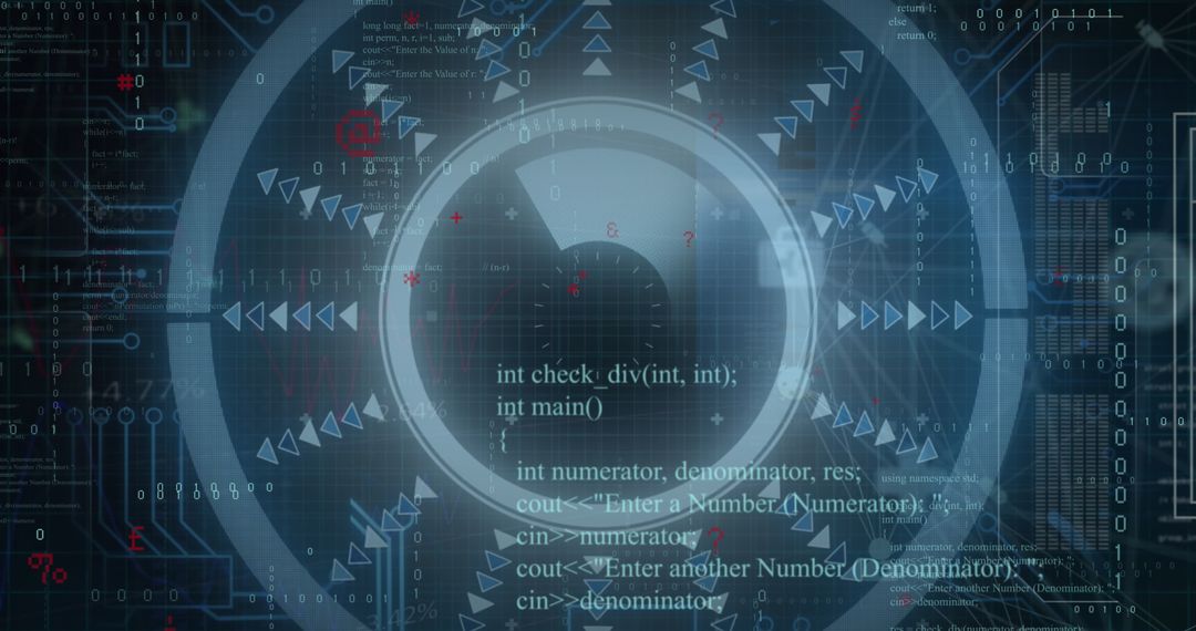 Abstract Digital Code with Futuristic Eye Interface