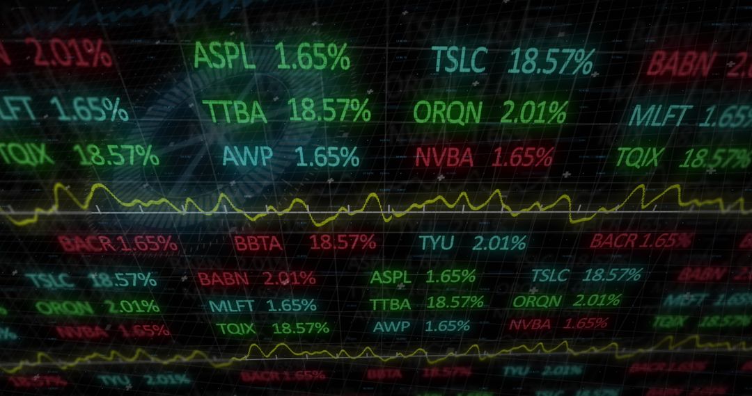 Digital Finance Technology with Circuit Board and Financial Data