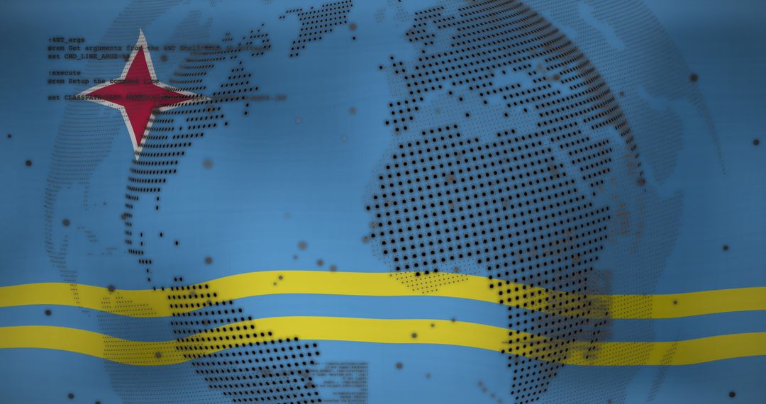Global Data Processing with Aruba Flag in Background Illustrates Security
