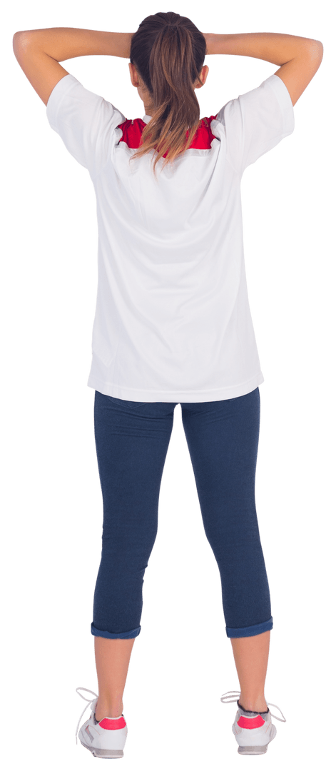 Transparent Back View of Disappointed Football Fan in Casual Outfit