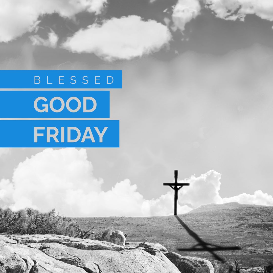 Blessed Good Friday with Cross on Hill
