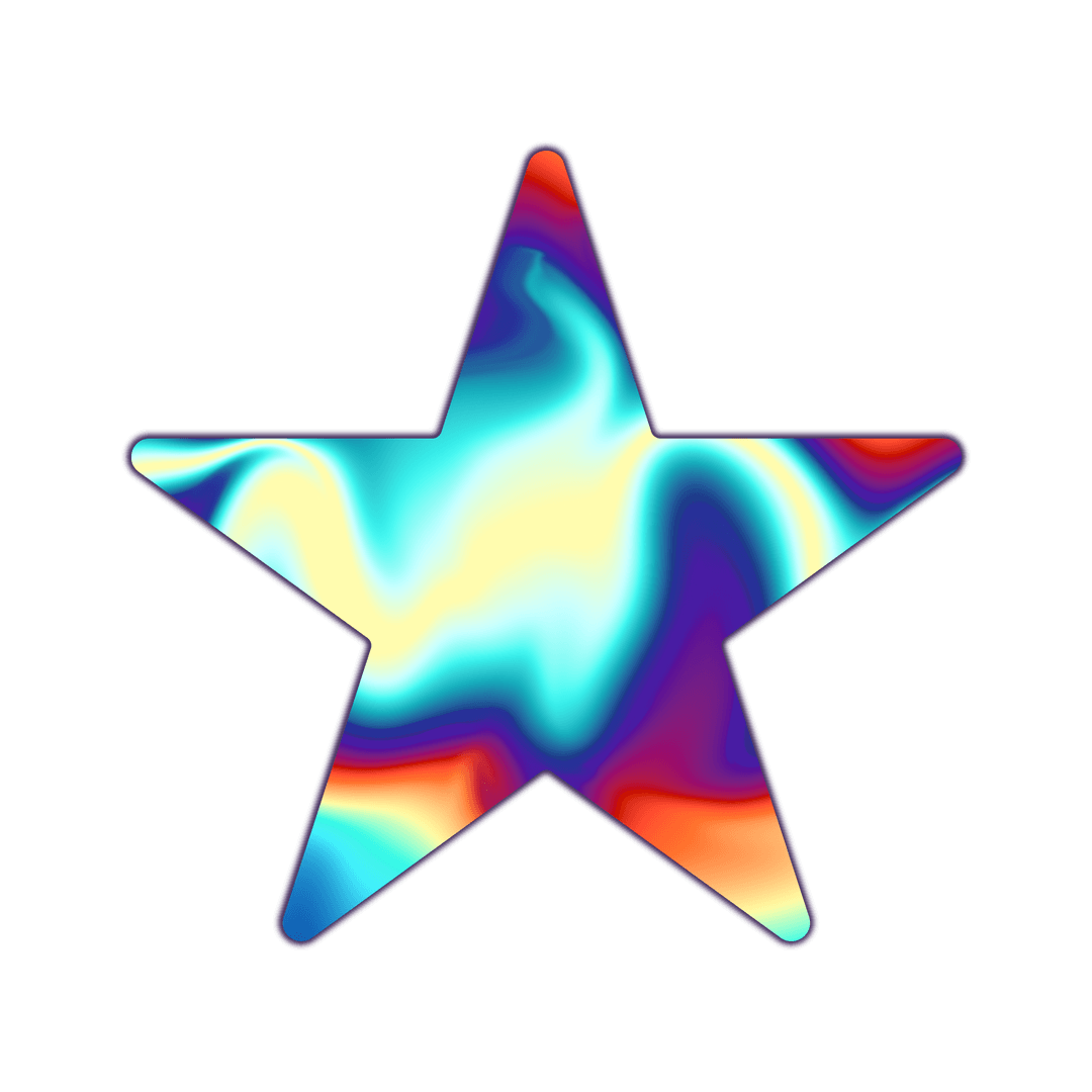 Abstract Swirling Gradient Star Icon on Transparent Background