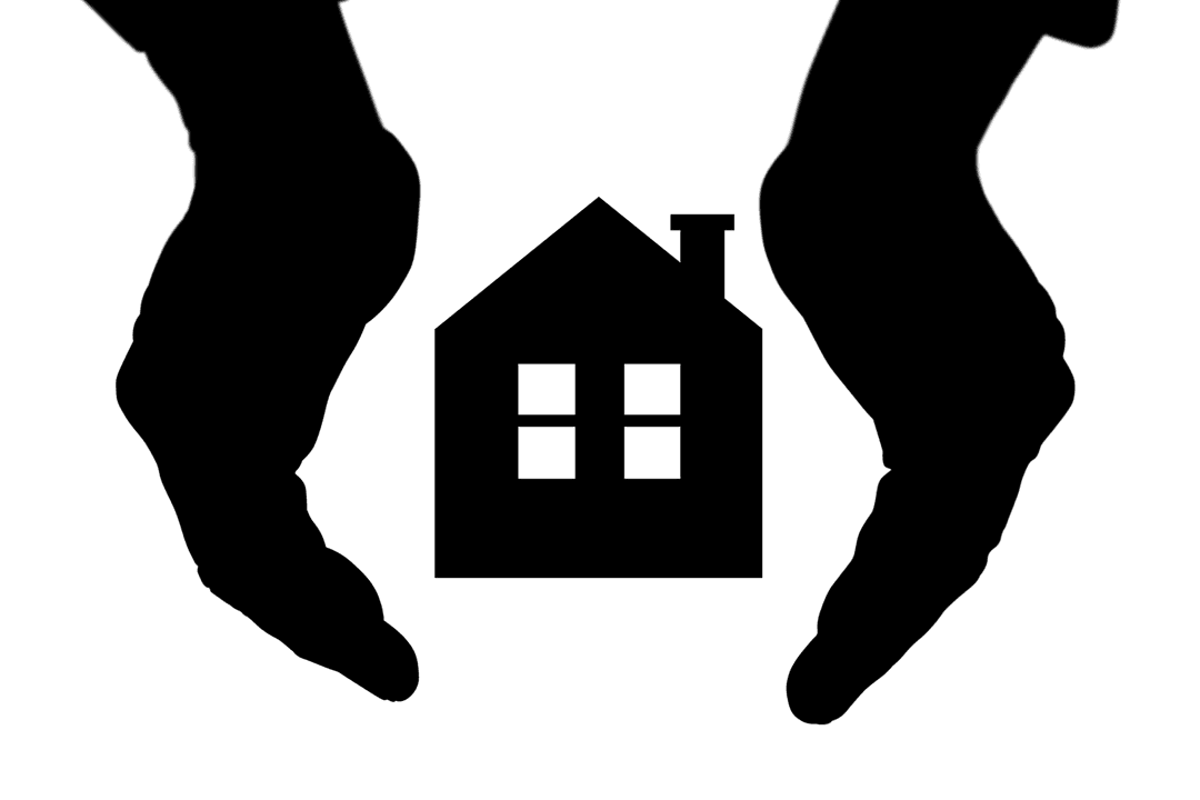 Transparent Digital Illustration of Hands Holding House Symbol