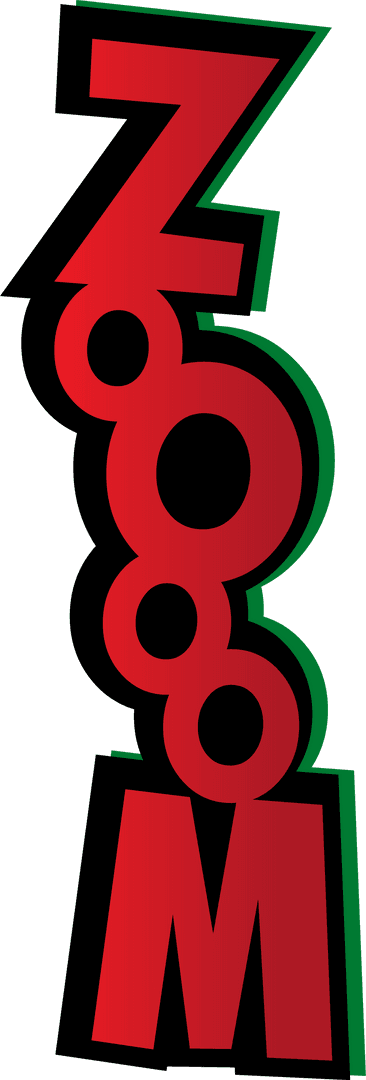 Stacked Red And Green ZOOOM Text On Transparent Canvas