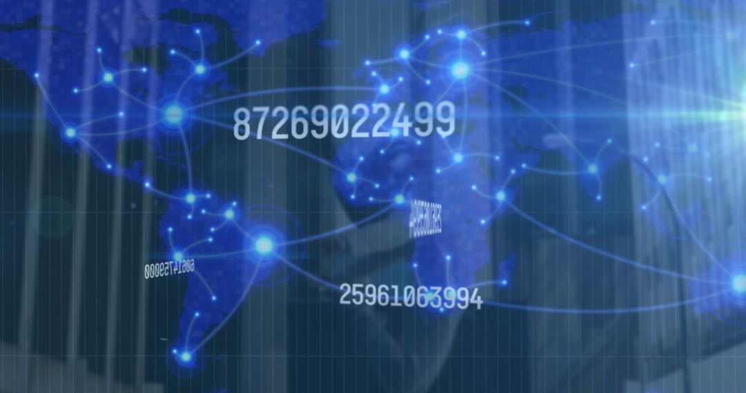 Connected Dots Over World Map with Jumping Dancer